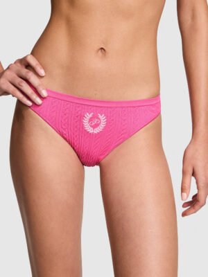 112504156BIM_OM_F Seamless Bikini Panty (Knit | Carmine Rose w/ Laurel P Graphic)