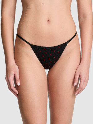 112584936FJK_OM_F Cotton String Bikini Panty (Black Cherry Heart Print)