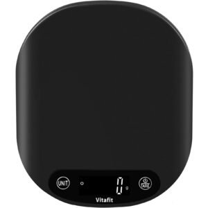 51AG9daychL Vitafit Bascula de cocina de alimentos de 33 libras, pesando profesional desde 2001, gramos digitales y onzas para cocinar hornear, baterías incluidas, negro N0028