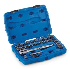 Mastercraft Socket Set, SAE / Metric, CRV, Nickel-Chrome Plating, 41-pc