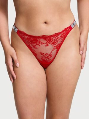rojo_6886e8f2-dcdf-4046-8aef-c28ff12671bc Victoria's Secret Women's Very Sexy Shine Strap Rose Lace  Tong Panty for Women.